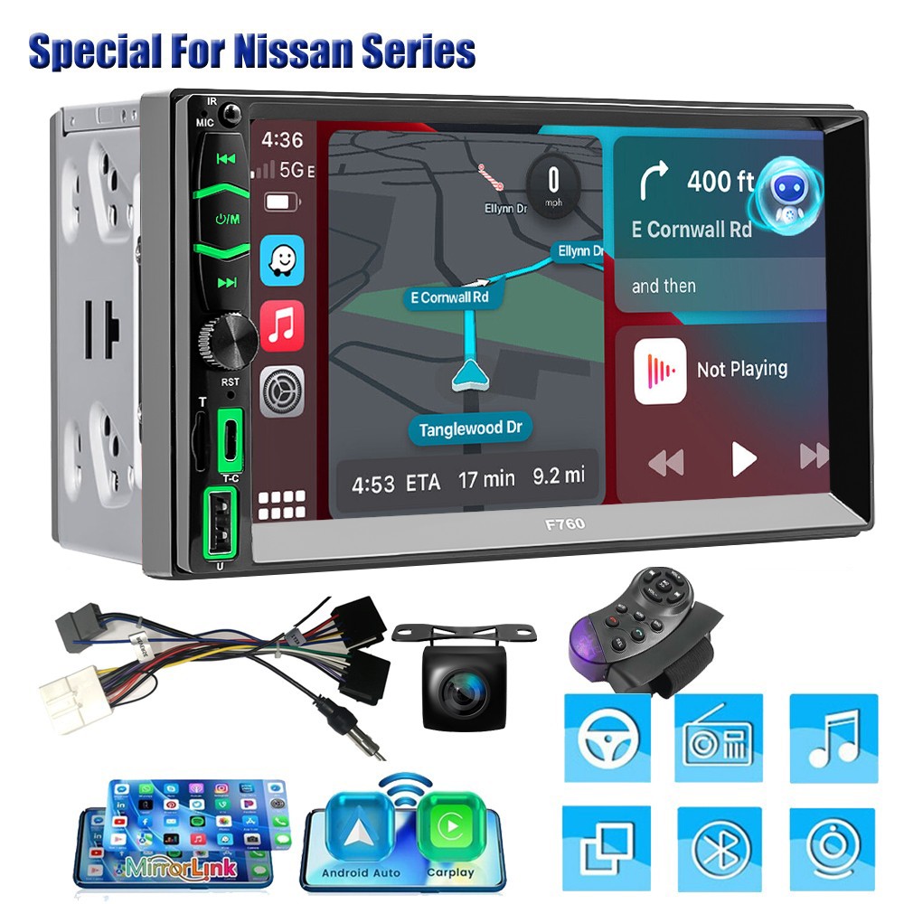 Car Stereo AM Radio Wireless Apple CarPlay GPS For Nissan Versa Rogue Cube March