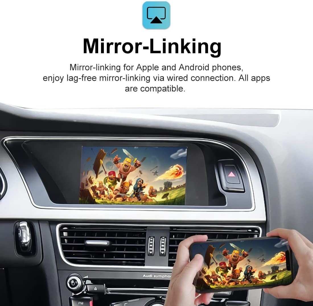 Wireless CarPlay Android Auto Audi OEM Fit 2010-16 A4 A5 Q5 MMI 2010-11 A6 A7 Q7