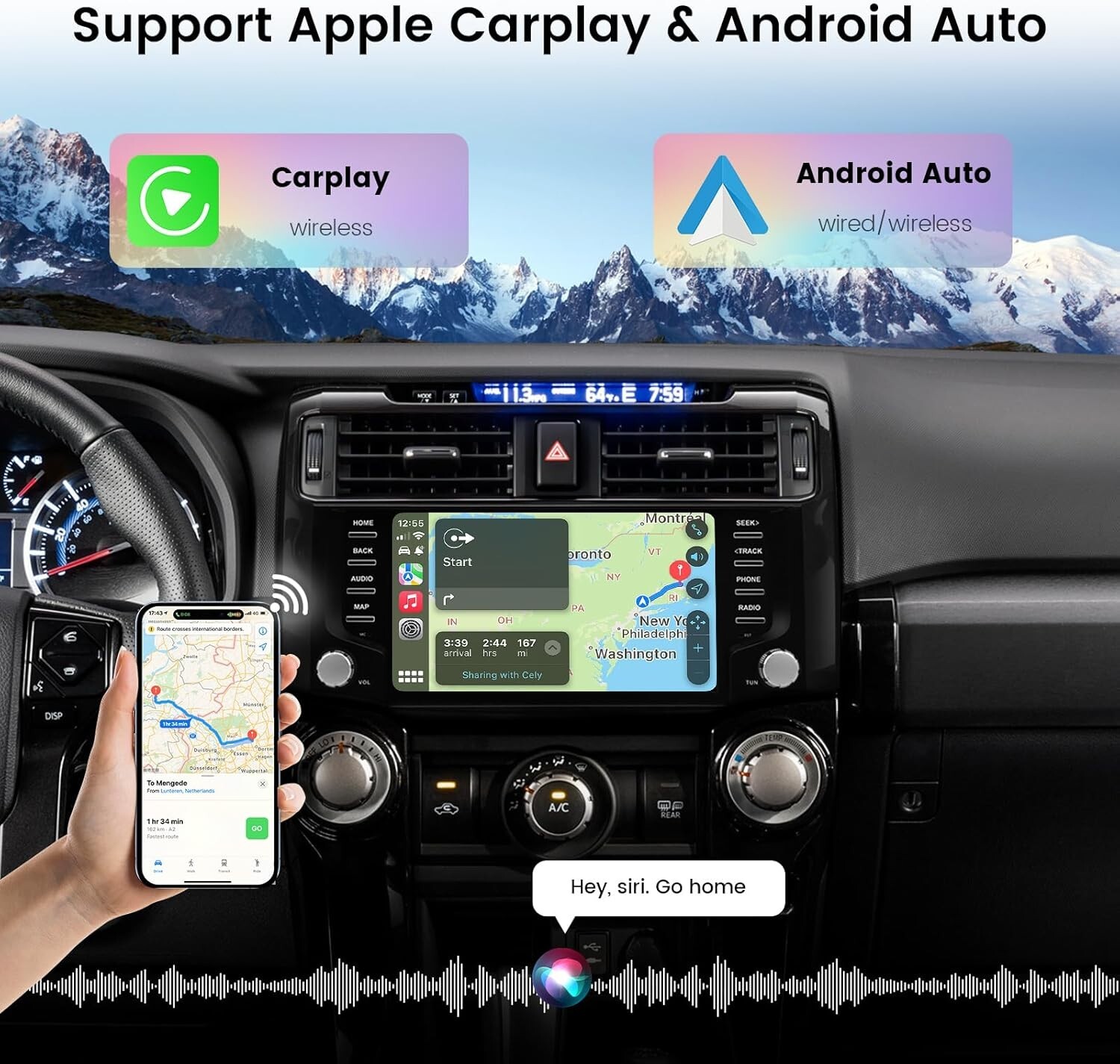 Dasaita 9″ Car Radio for Toyota 4Runner 2010-2023 QLED Display 8GB+256GB 5G WiFi