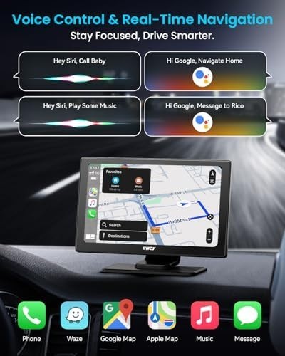 IK5 9″ Wireless CarPlay & Android Auto Screen with Dash & Backup Cameras