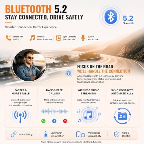 5.1″ Single Din Bluetooth Car Stereo Wireless CarPlay Radio Android Auto | IPS