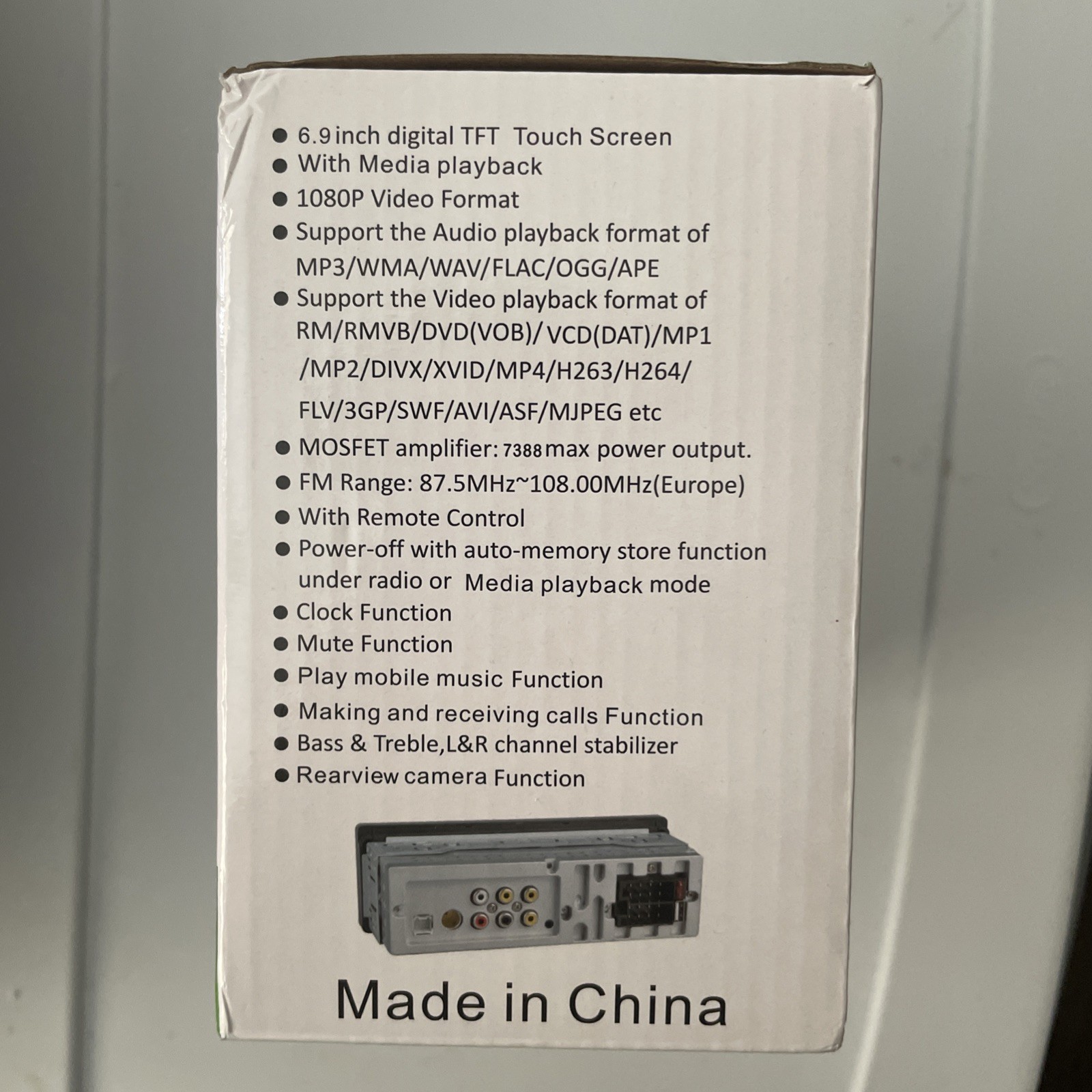 6.9 INCH ONE DIN CAR STEREO PLAYER, TOUCH SCREEN (COMPATIBLE WITH CARPLAY)