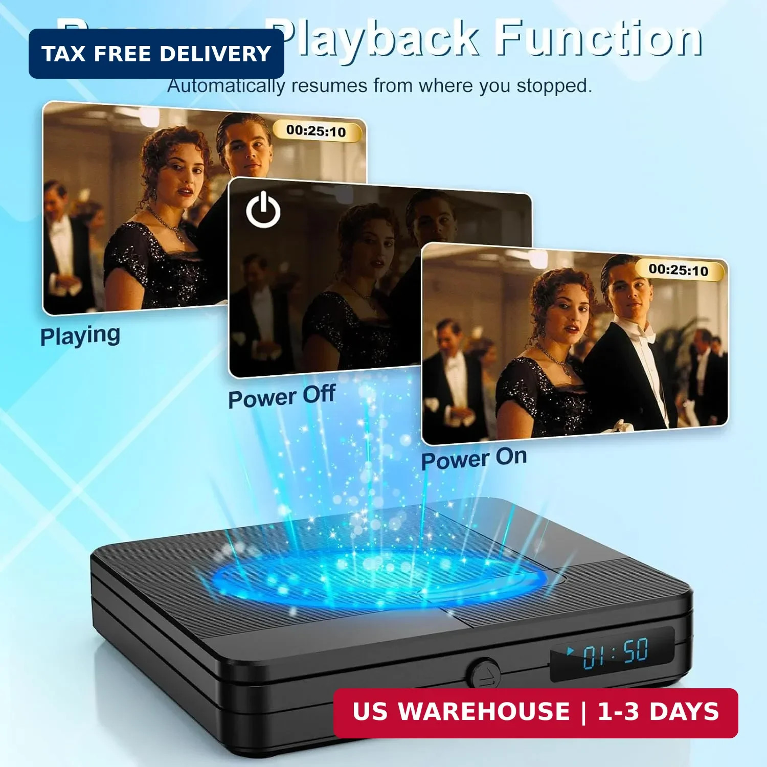 Mini DVD Player with Remote Control – All Region Free 1080P HD Small Compact CD