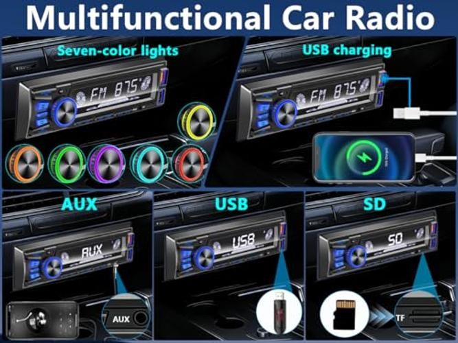Car Radio Bluetooth Single DIN Car Stereo with Bluetooth,Car Audio with Push