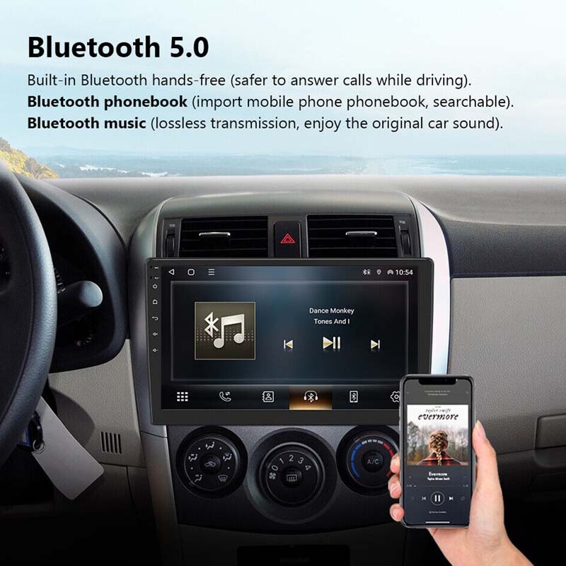 10″ Android 2 Din Car Radio Wireless Carplay GPS Touch Screen FM Bluetooth 2+64G