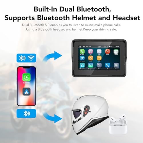 Motorcycle Carplay Screen, Wireless CarPlay & Android Auto for Motorbike,