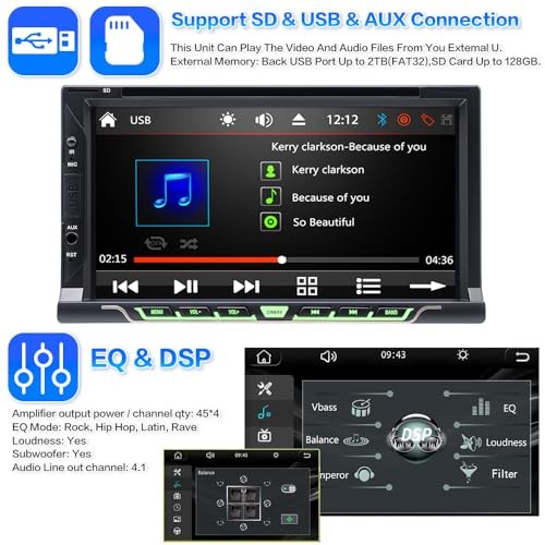 Double Din Car Stereo with CD/DVD Player, CarPlay/Android Auto 7″ Touch
