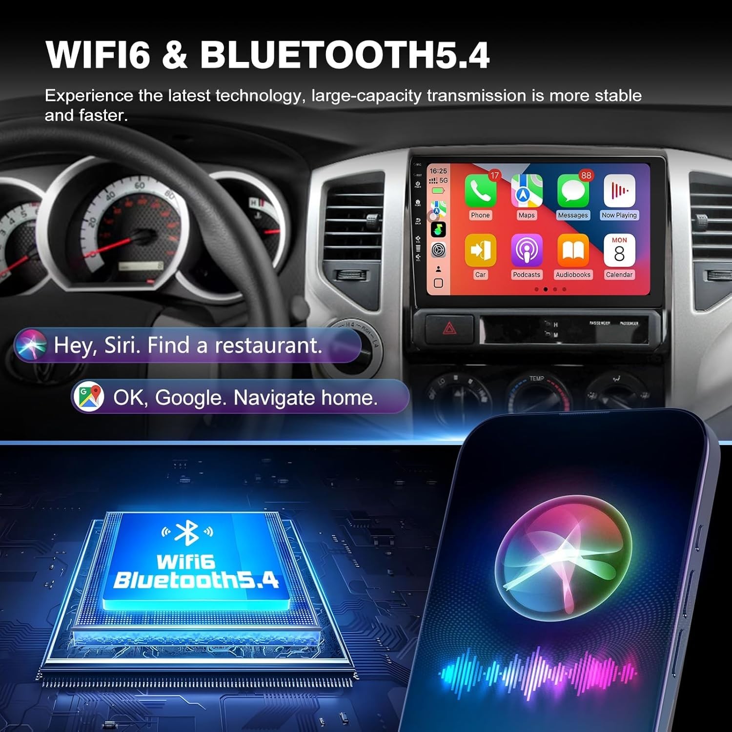 9″ 64G Android Auto Carplay Stereo for Toyota Tacoma 2005-2015