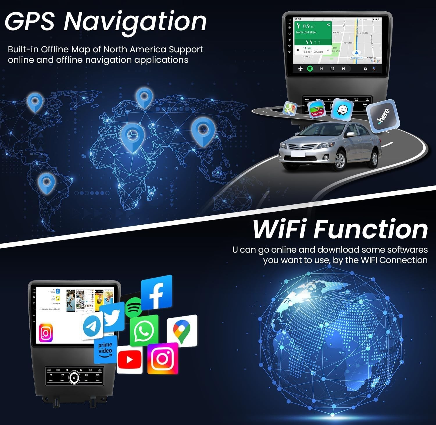 Car Radio Stereo Carplay For 2010-2014 Ford Mustang 2+64G 10in 4+64G FM