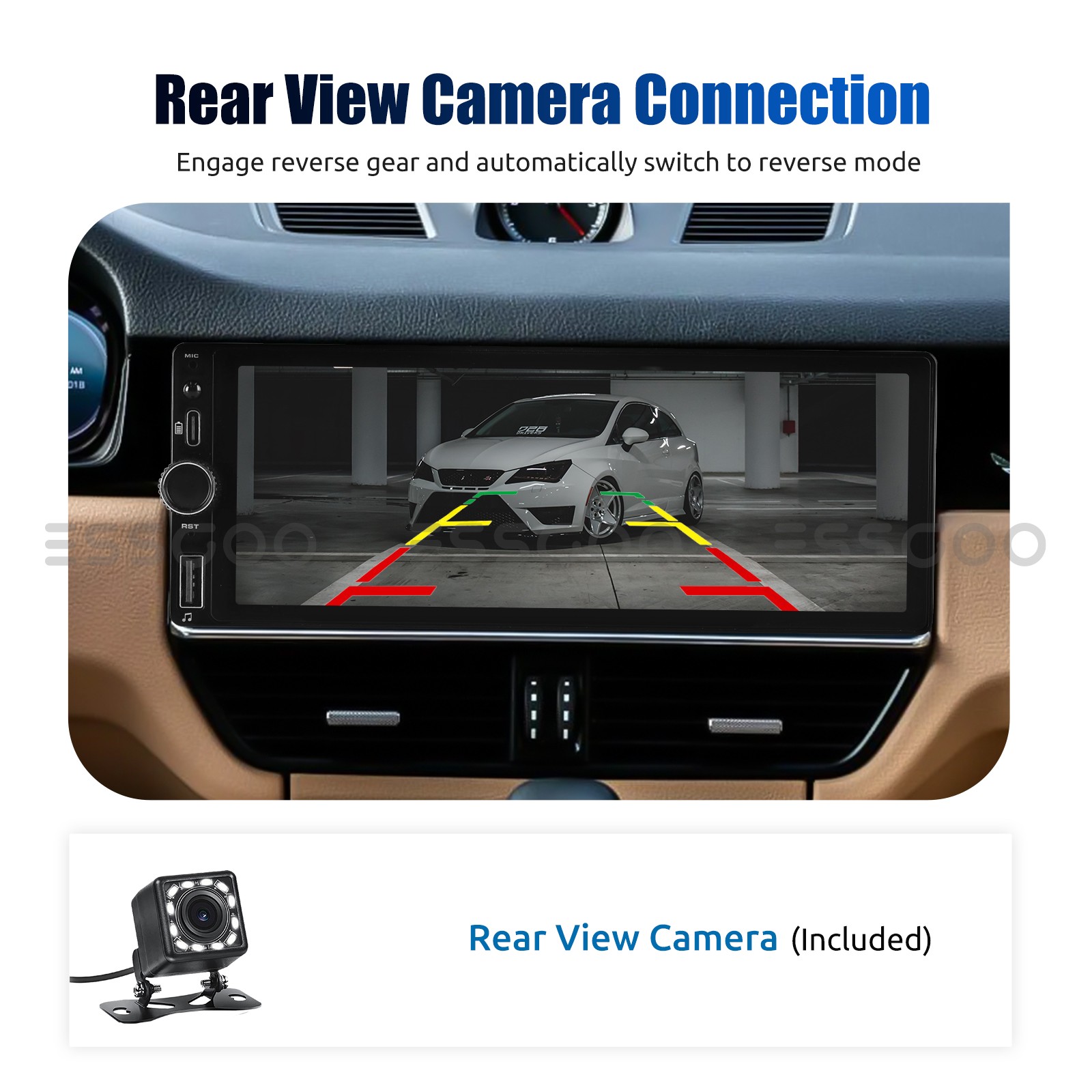 Single Din Car Stereo Radio 6.8″ Touch Screen Bluetooth CarPlay USB +MIC&Camera
