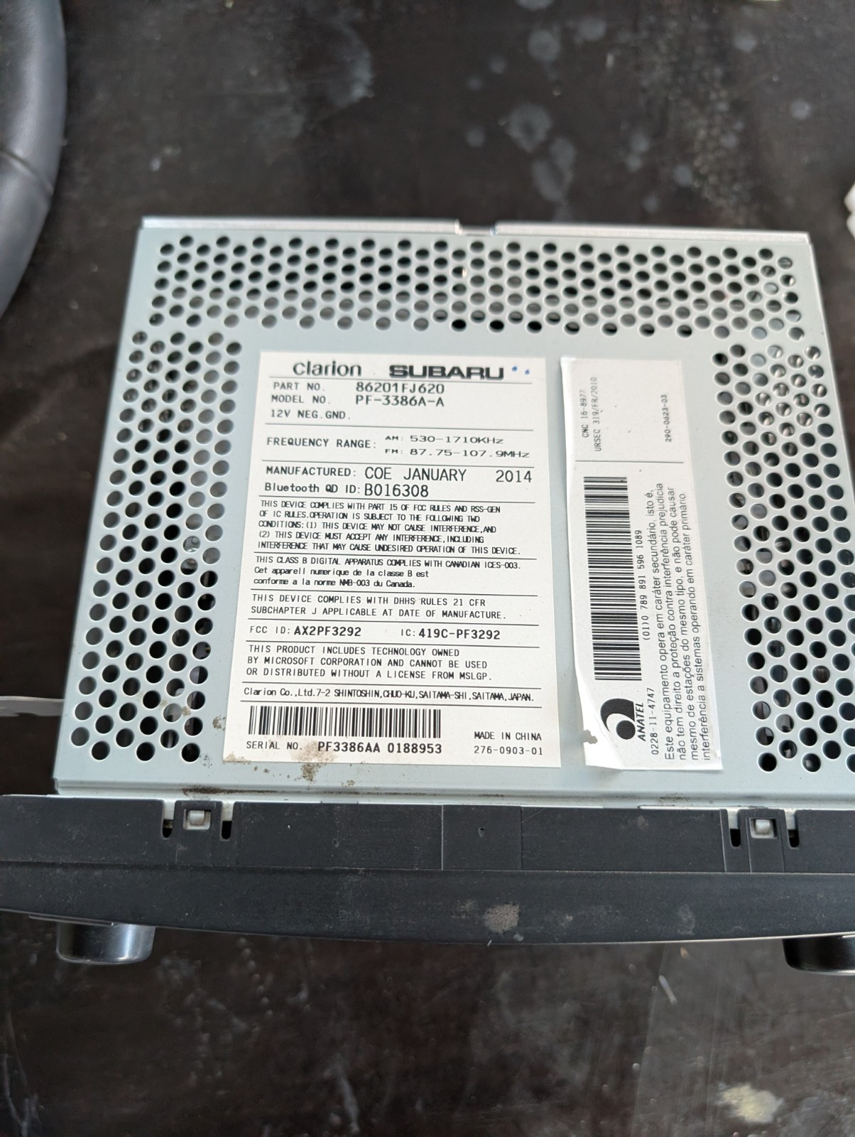2013-2014 Subaru Impreza XV Crosstrek AM FM CD Radio Receiver 86201FJ620 OEM
