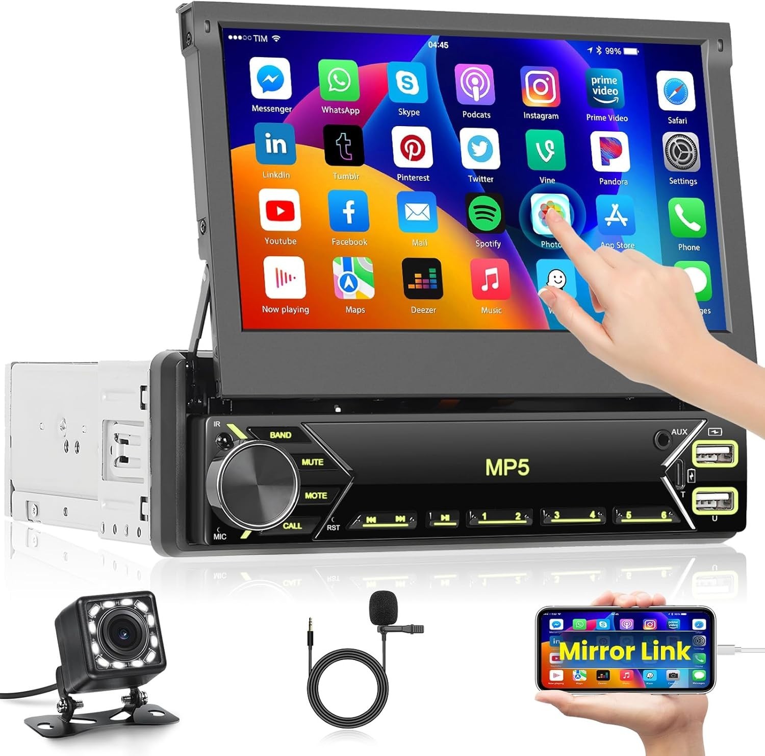 7” All-In-One Car Stereo: Bluetooth, Fast Charge & Video Playback Capabilities