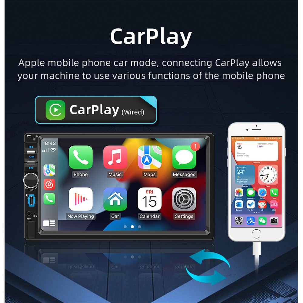 Wired CarPlay F7018C Reversing Image Car MP5 Player with Bluetooth &
