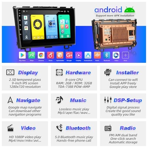 forHONDA CRV 2007 2008 2009 2010 2011 Android Touch Screen Compatible 2+32GB