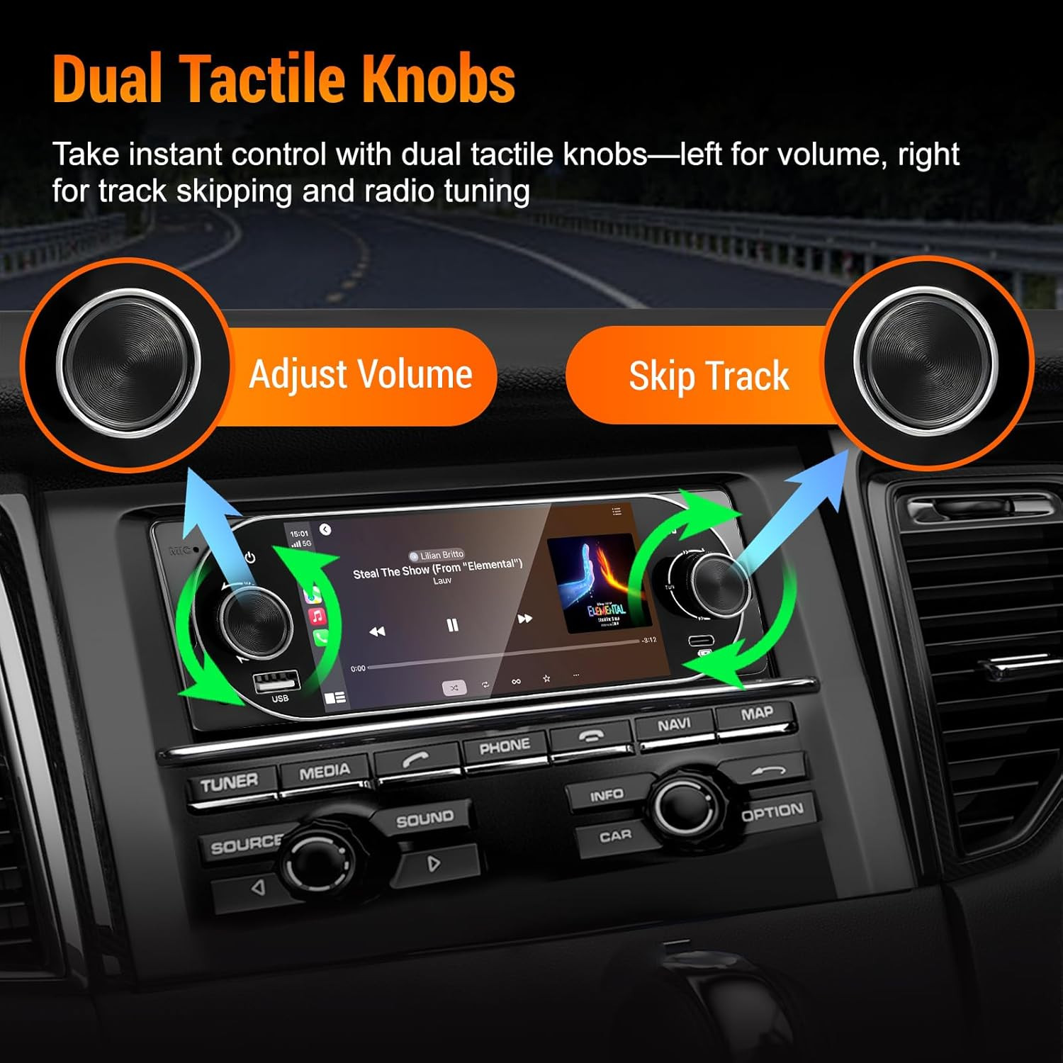 Single Din Car Radio with Apple Carplay, Backup Camera，External Mic,Single Din T