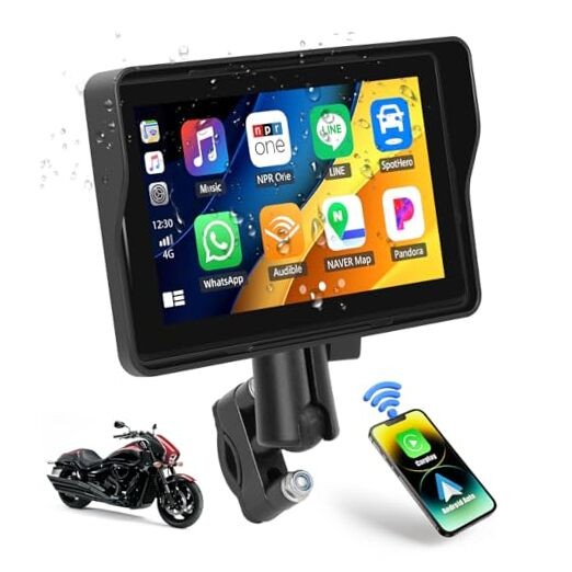 Motorcycle CarPlay Screen, 5″ Waterproof Portable Wireless CarPlay Android