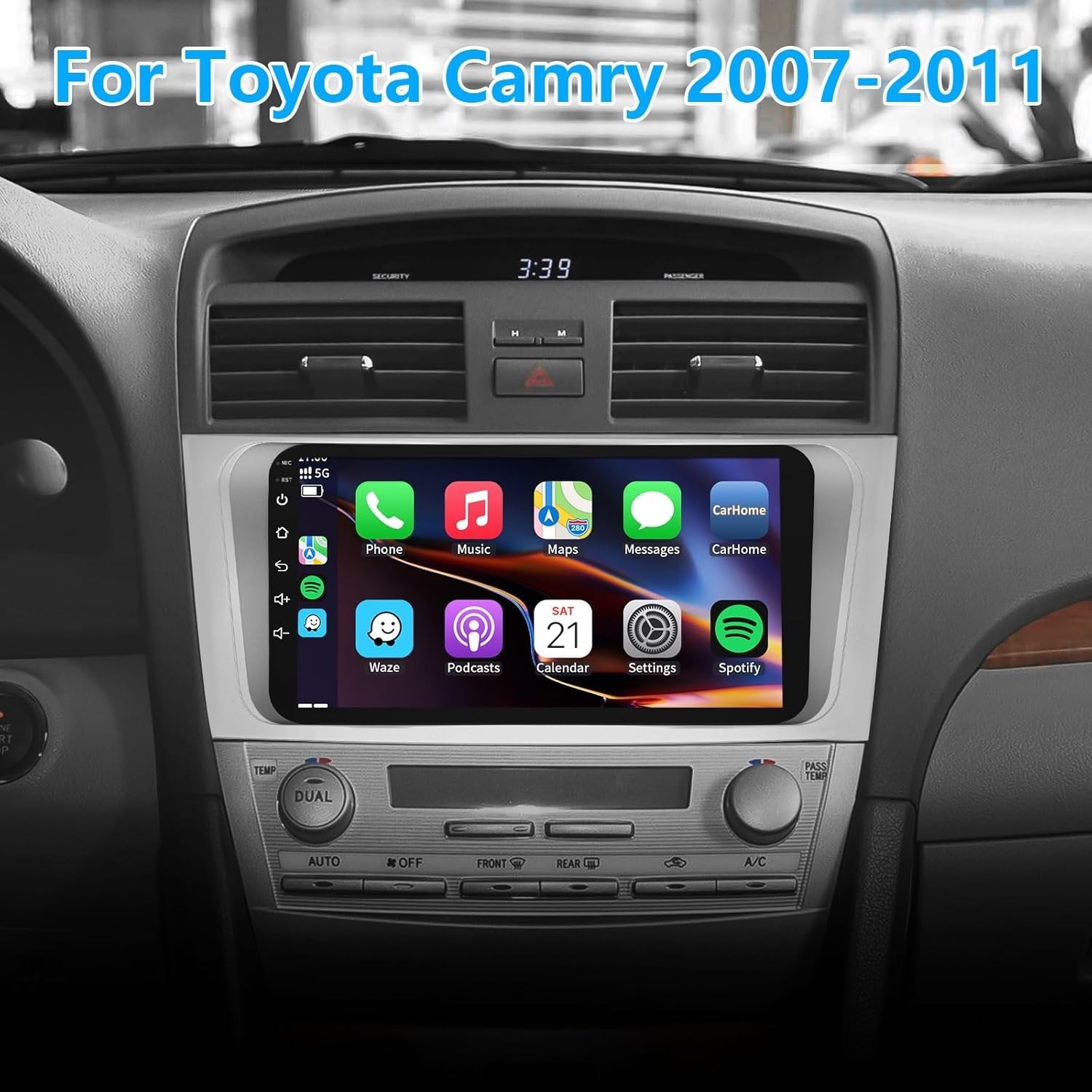 Toyota Camry 2007-2011 Car Stereo Carplay Android Auto w 9″ Touchscreen GPS SWC