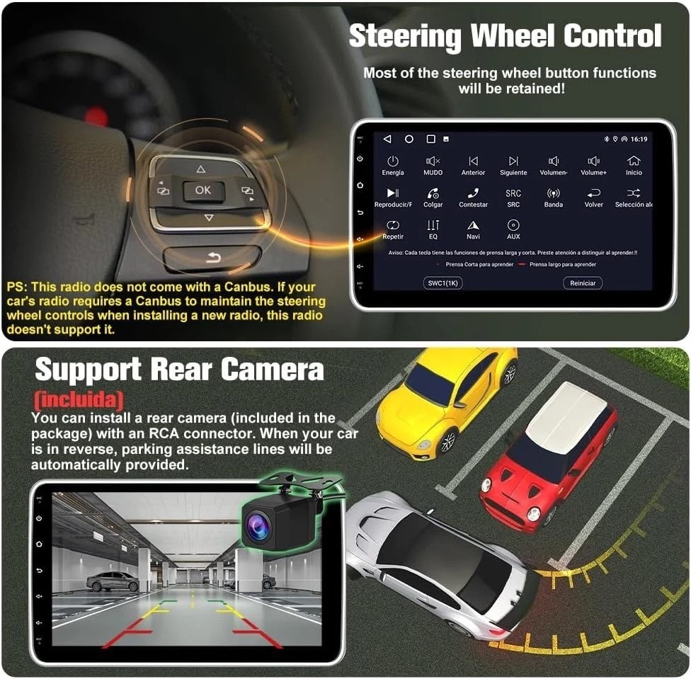 Advanced 10.1 Inch Car Multimedia System, Android 13, Wi-Fi, and Safety Features