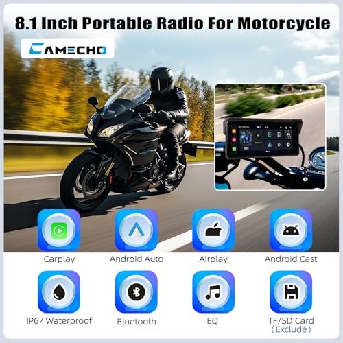8.1 Inch Motorcycle CarPlay Screen Wireless CarPlay Android Auto GPS P1-8.1inch