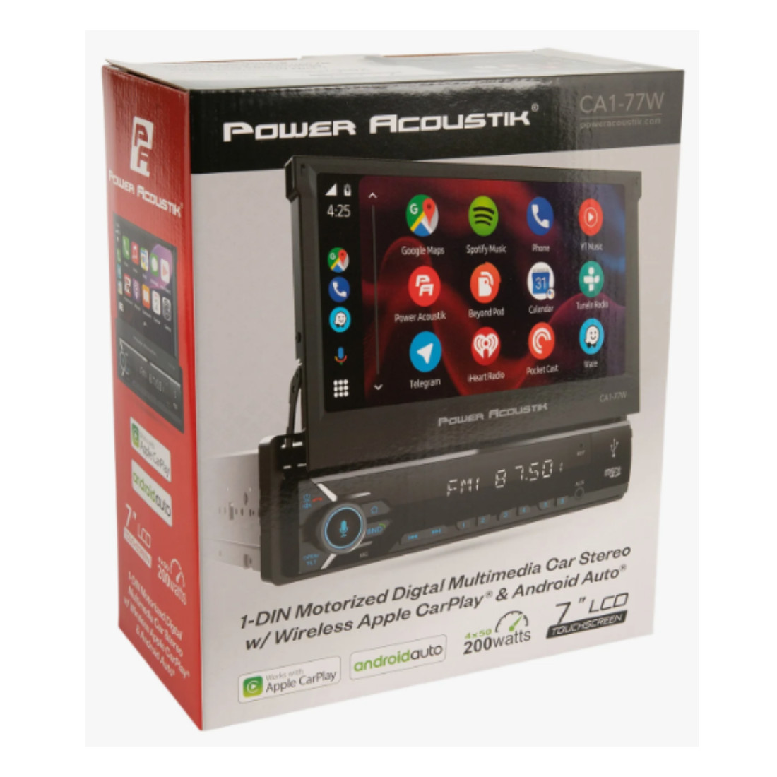Power Acoustik CA1-77W 7″ Digital Media Receiver w/ Apple CarPlay & Android Auto