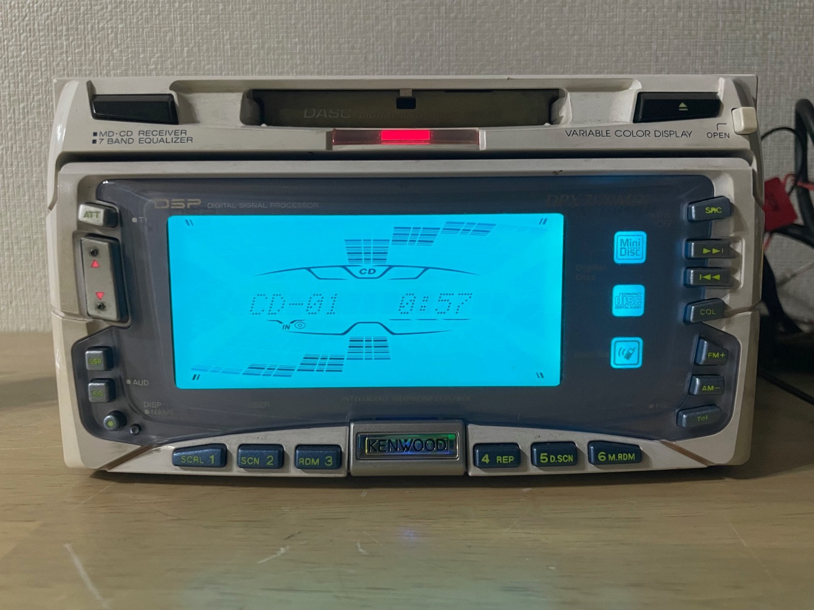 KENWOOD DPX-7170MDi 2DIN CD MD Player Bluetooth Tested Working White