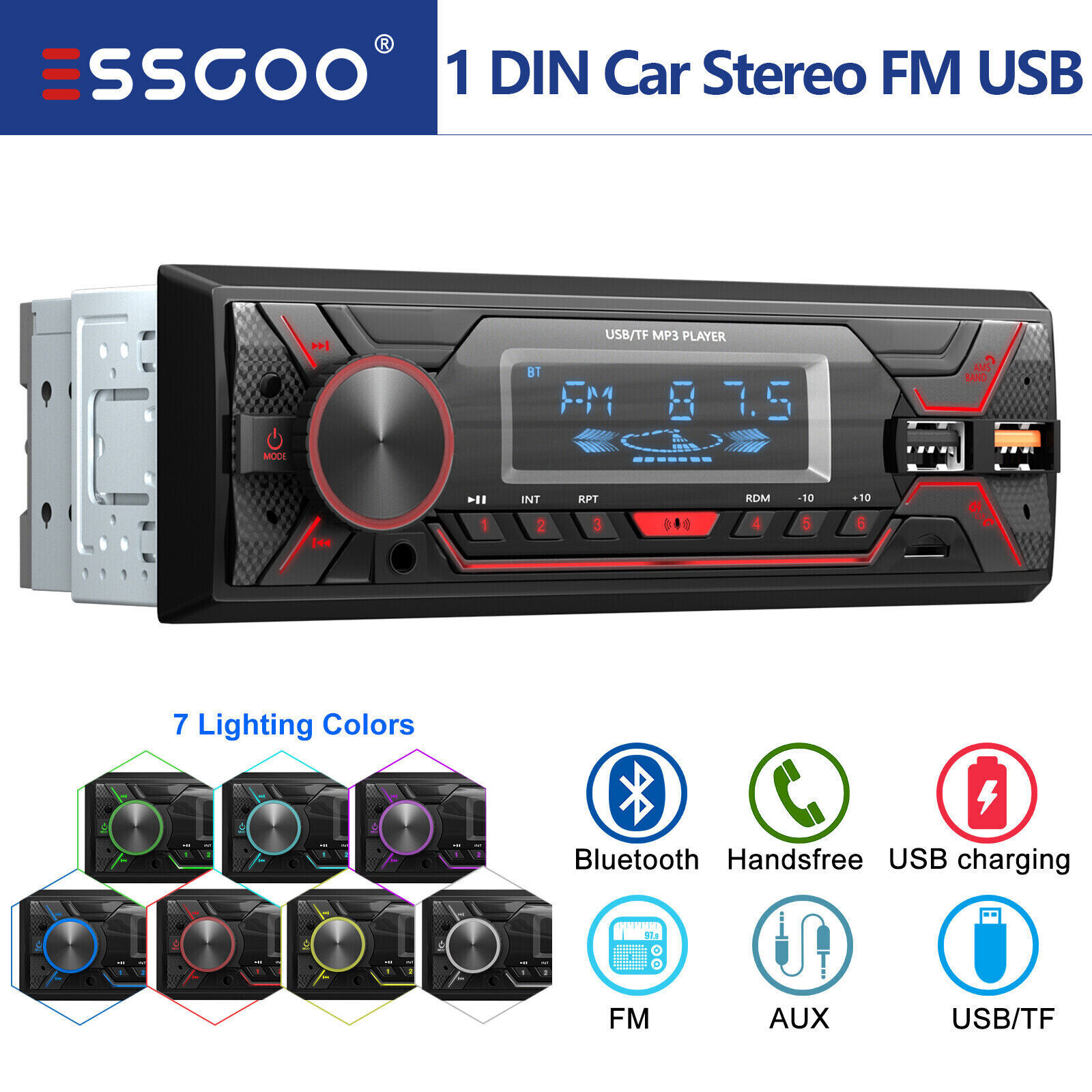Bluetooth Car Stereo Audio In-Dash FM Aux MP3 Input Receiver SD USBRadio Player