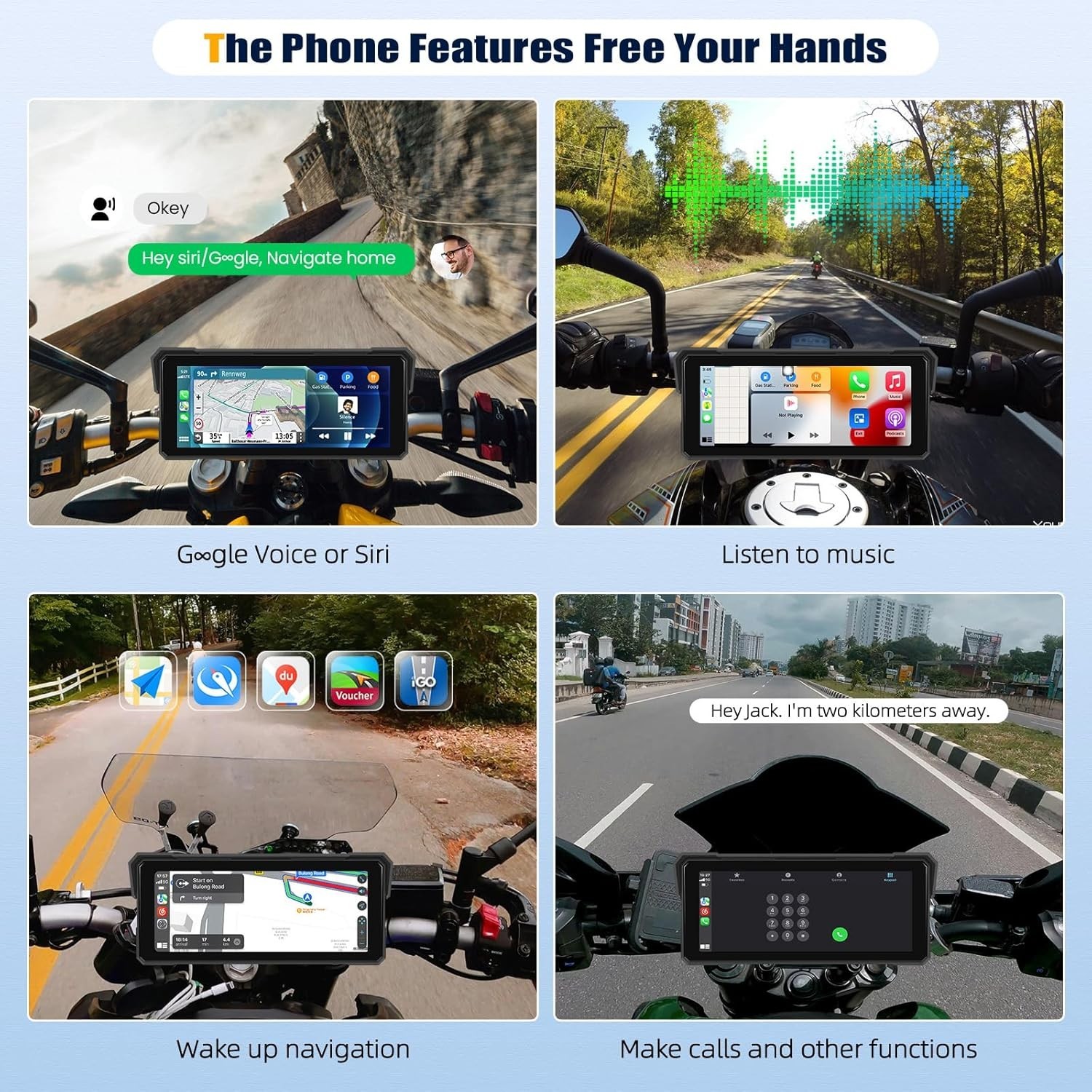 8.1 Inch IPS Waterproof Portable CarPlay Screen for Motorcycle with Wireless …