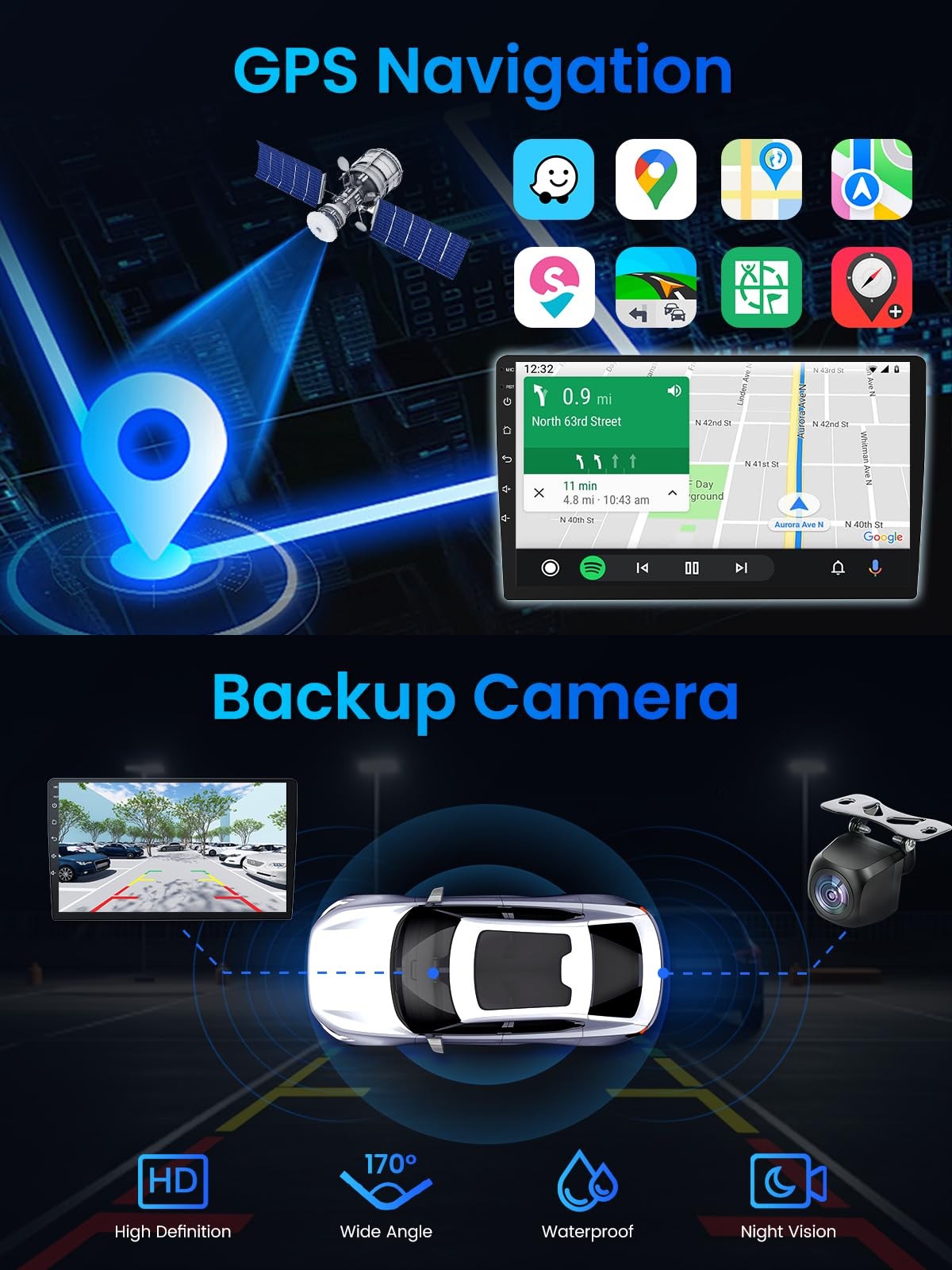 4G+64GB for Toyota Highlander 2014-2019 Car Radio Stereo Wi-Fi GPS 1280*800 Navi