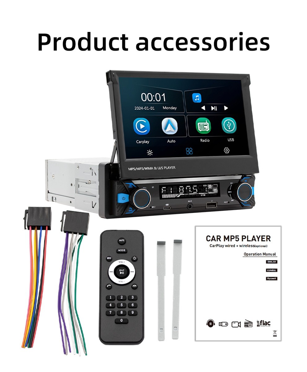 7″ Radio Estereo De Pantalla Para Coche Carro USB WiFi Tactil Single Din BT MP5