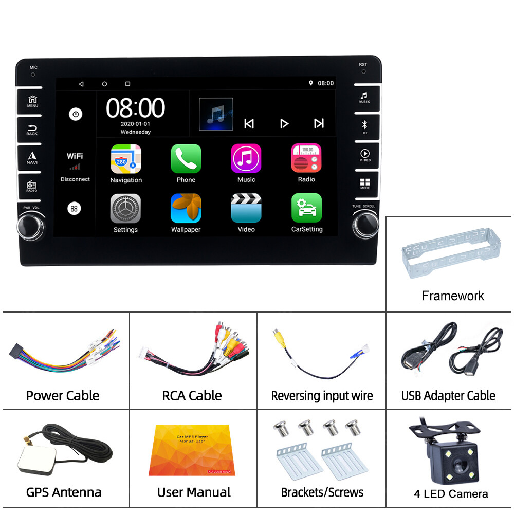 9”1Din 2+64G Android 12 Car Radio Stereo Carplay Auto Link BT WiFi GPS FM+Cam
