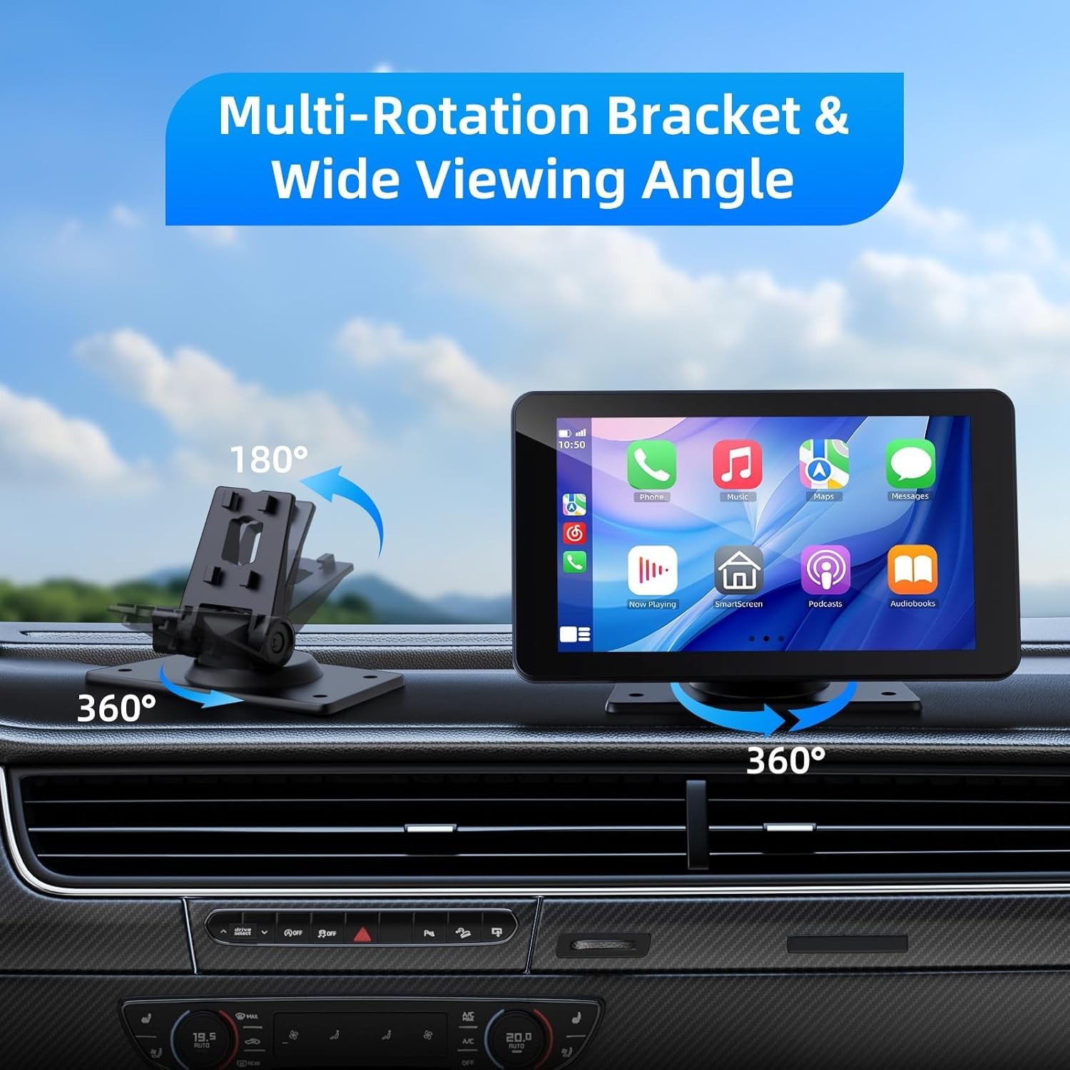 Portable Carplay Screen with Mirror Link – 7″ HD Touchscreen
