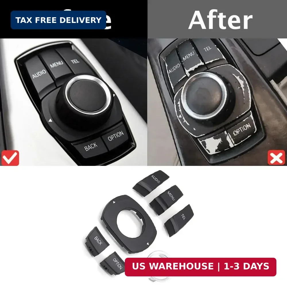 7PCS CIC i-Drive Radio Knob Button Switch Center Console Menu Cover for BMW F30