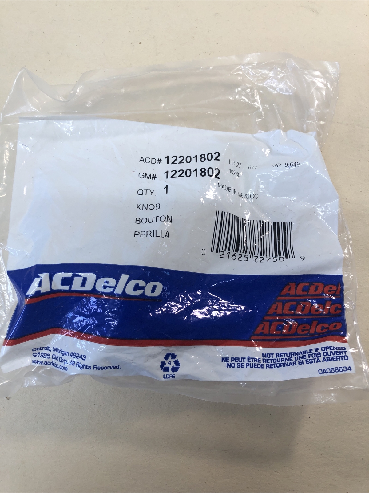 🔥🔥🔥ACDelco 12201802 GM Original Equipment Tuning Radio Knob w Molded Ring