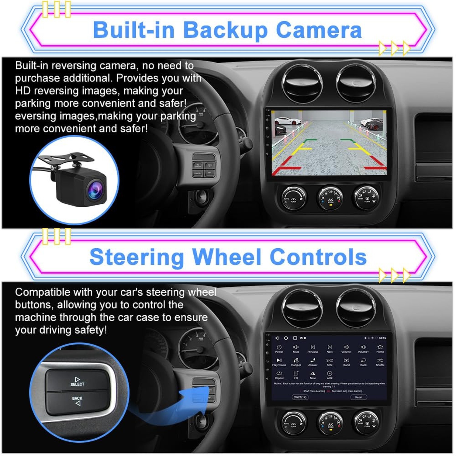 Car Radio for Jeep Compass Patriot 2010–2016, 10.1″ Touchscreen Android 13