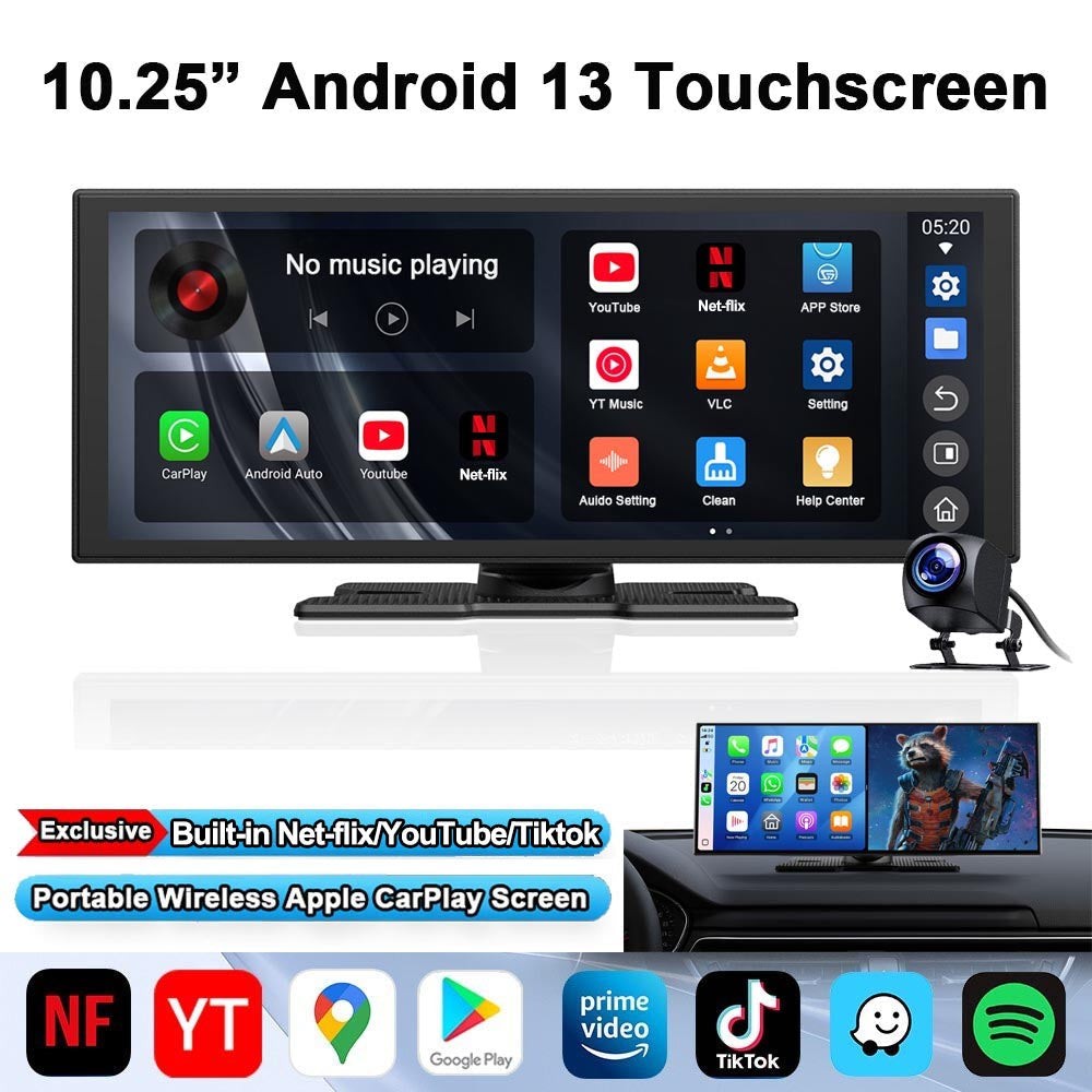Volam Wireless Apple CarPlay & Android Auto 10.25″ AI Box w/ Net-flix YouTube