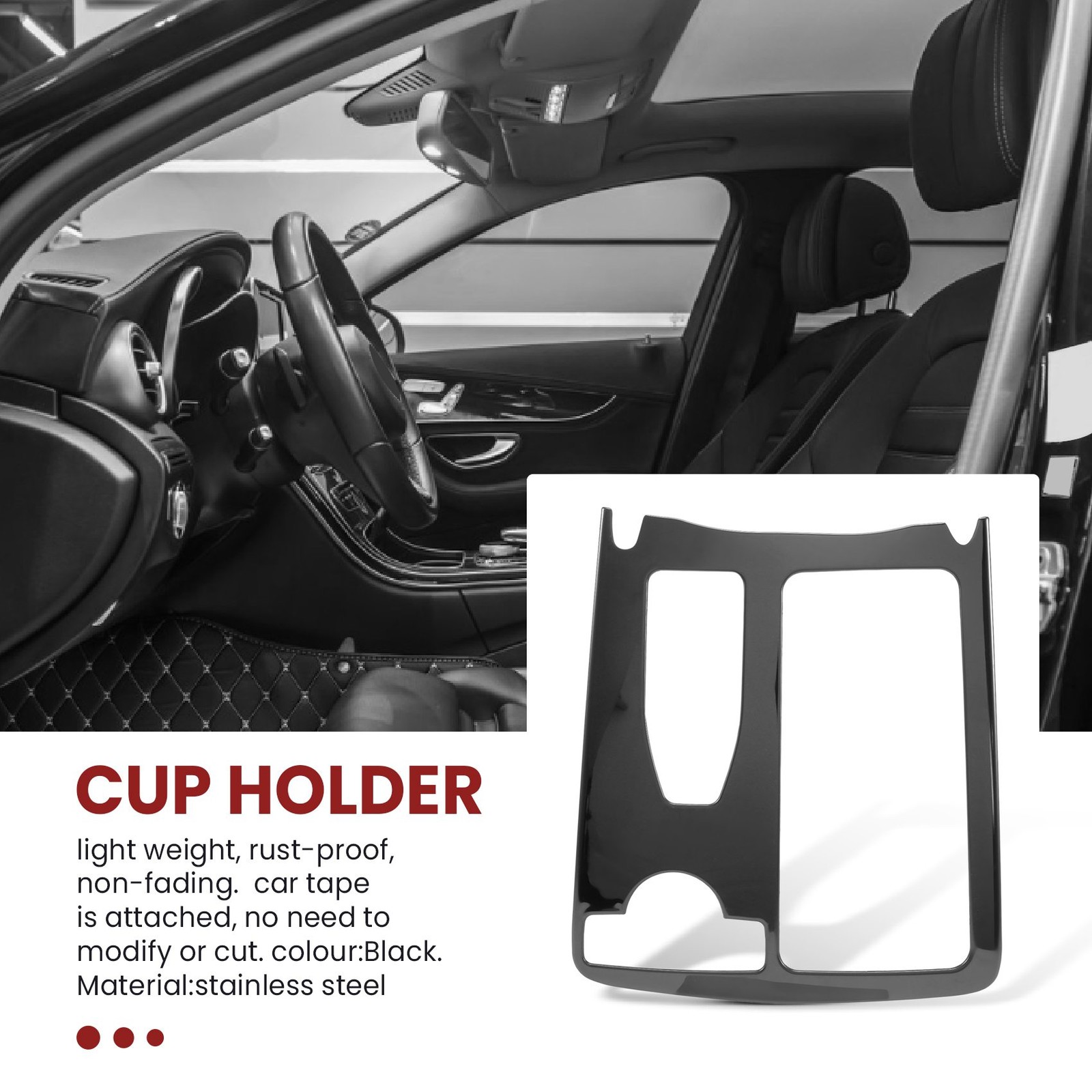 Car Center Console Water Cup Holder Frame Cover Trim Accessories for C1484