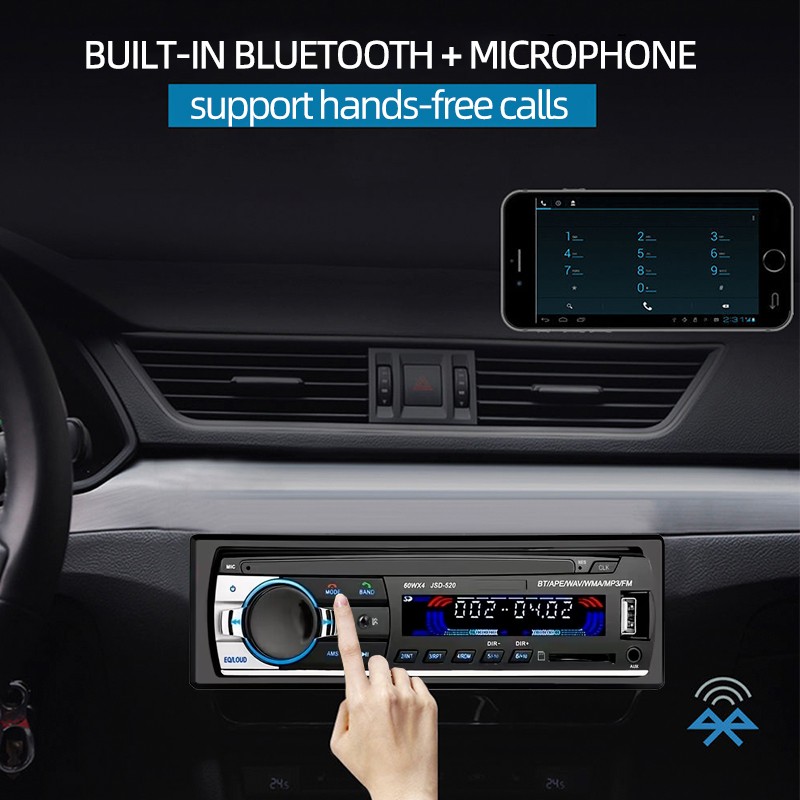4x60W In-Dash Car Radio Bluetooth MP3 Player with Steering Remote 1 Din