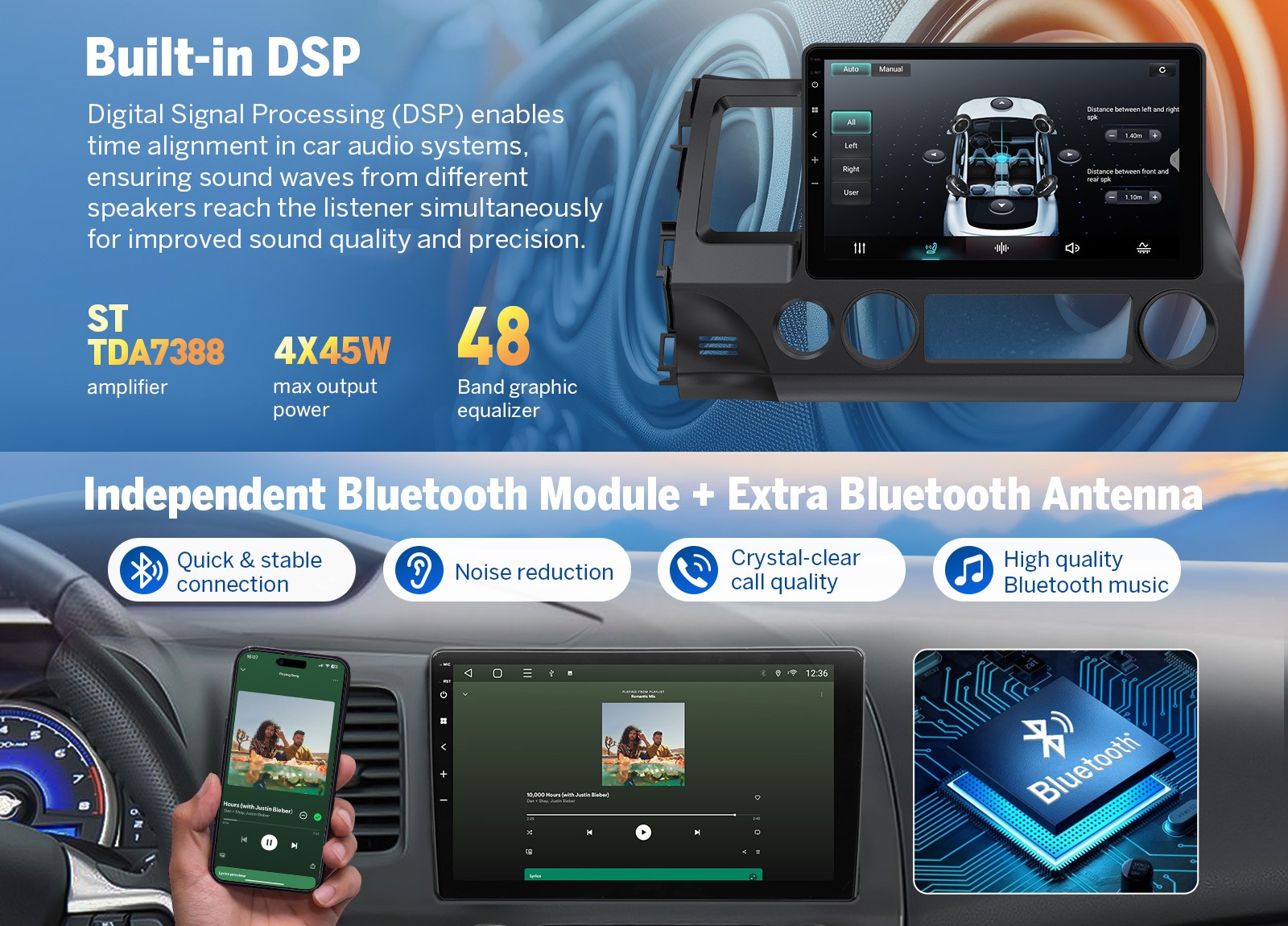 Eonon HCIV1X7 Android 14 Car Stereo Radio GPS CarPlay for Honda Civic 2006-2011