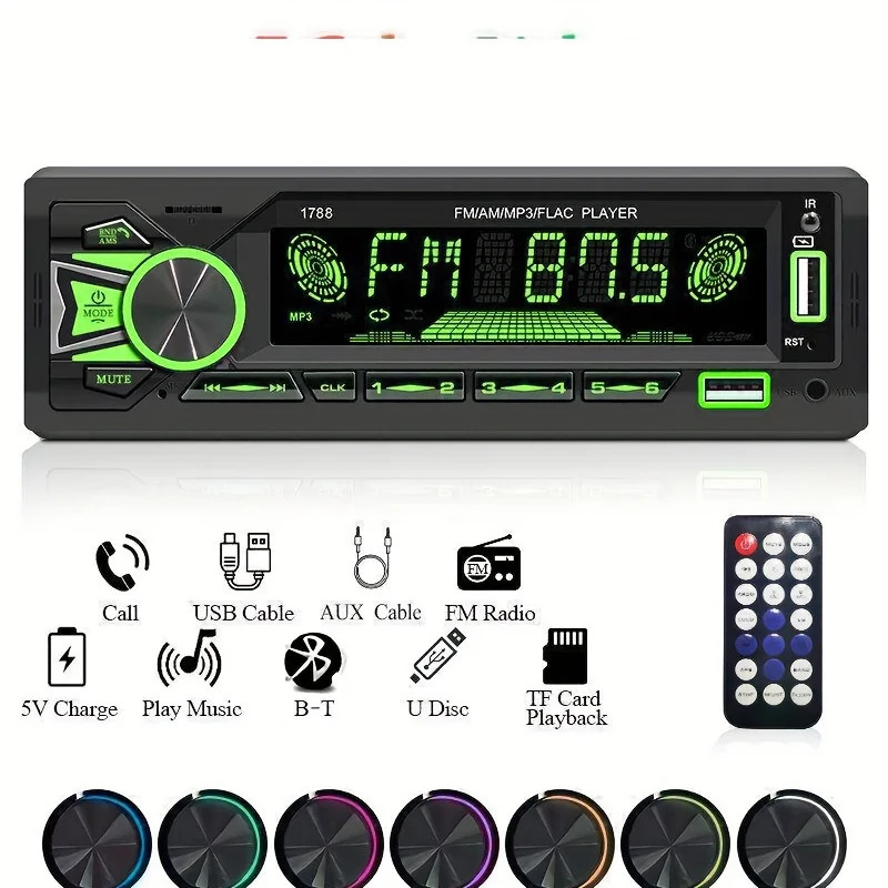 Bluetooth Car FM Radio MP3 Player In-Dash SD USB AUX AM/FM Stereo Audio Receiver