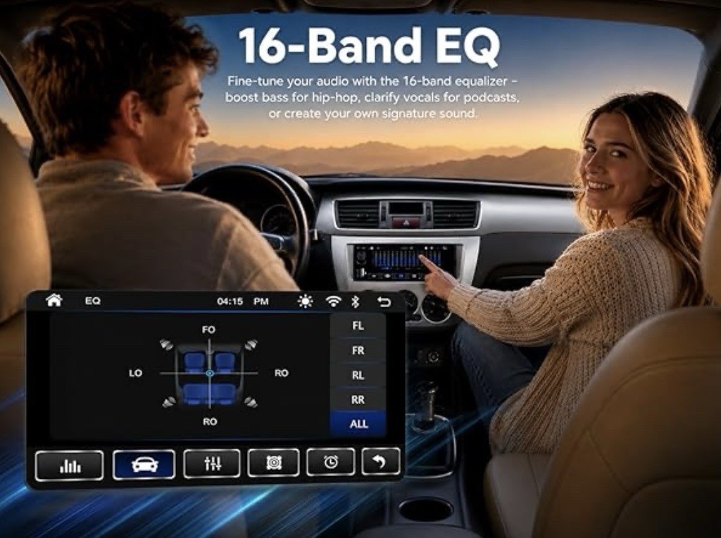 Universal Single DIN Car Stereo 6.3” Touch Screen Bluetooth FM USB Backup Camera