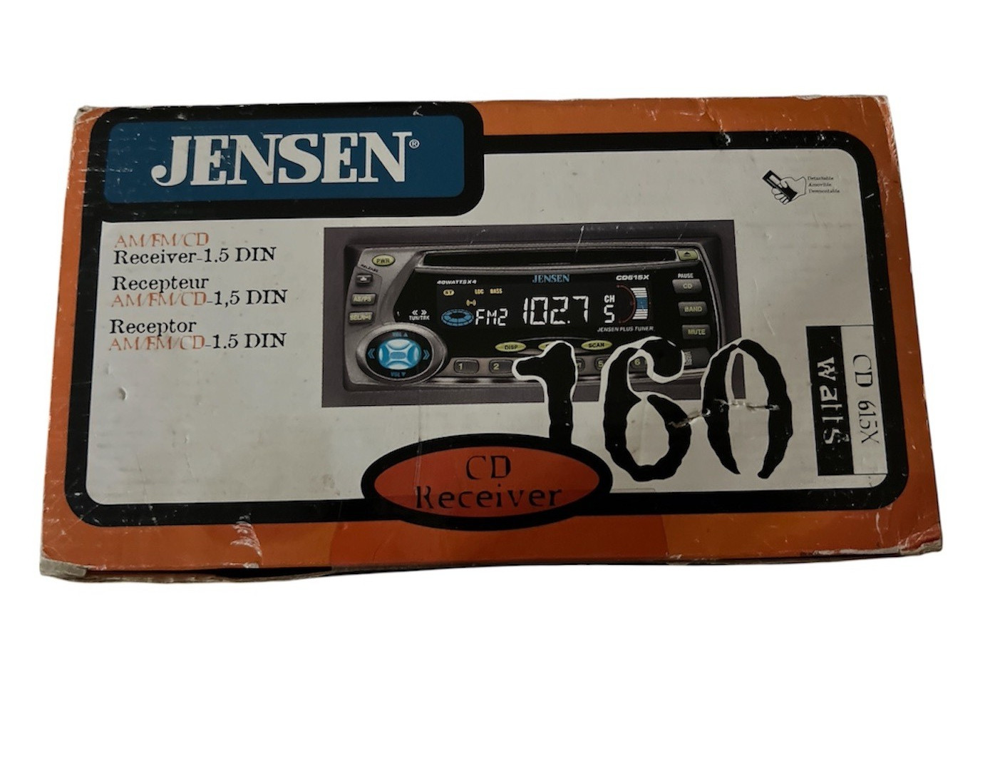 JENSEN CD 615X Car CD Player 160 WATTS 1999 RARE DETACHABLE FACE