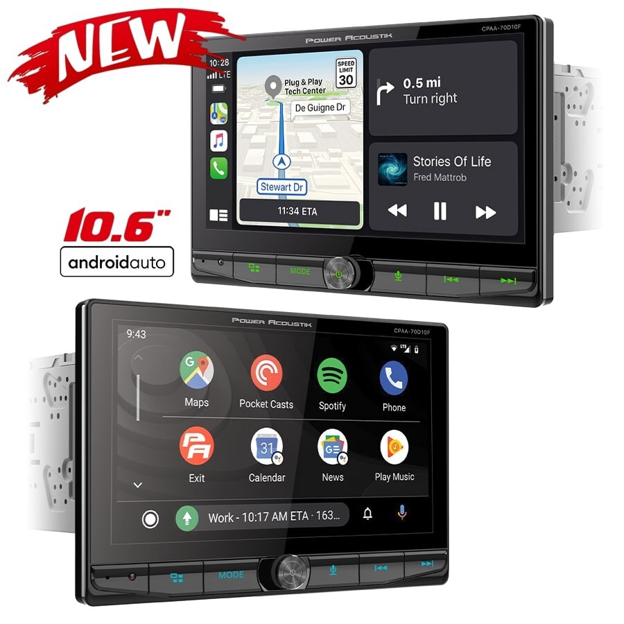Power Acoustik CPAA-70D10M 10.6″ Touch Digital Receiver Android Auto & CarPlay