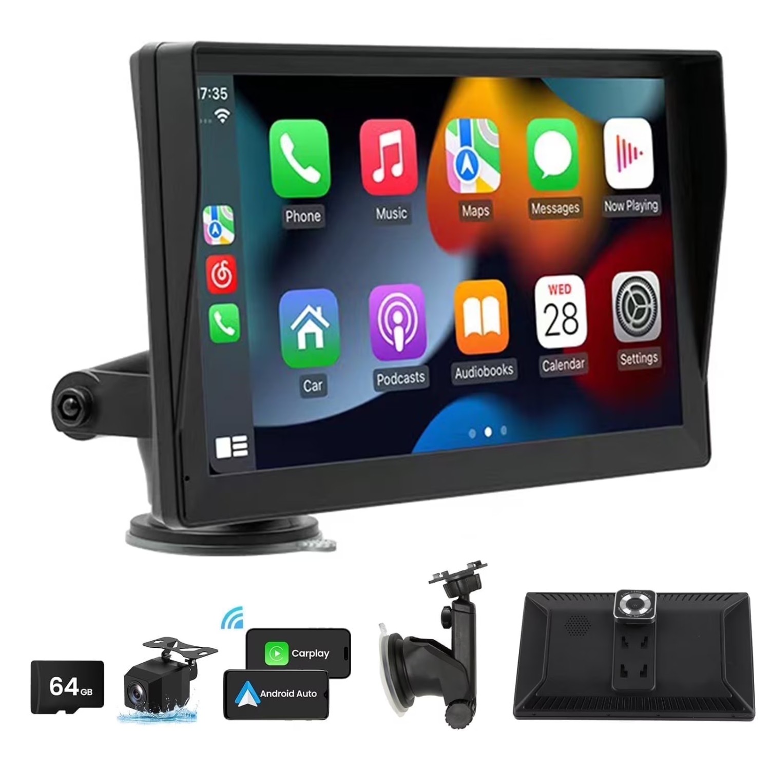 NOEARR 9″ Wireless Carplay Screen for Car with 4K Dash Cam