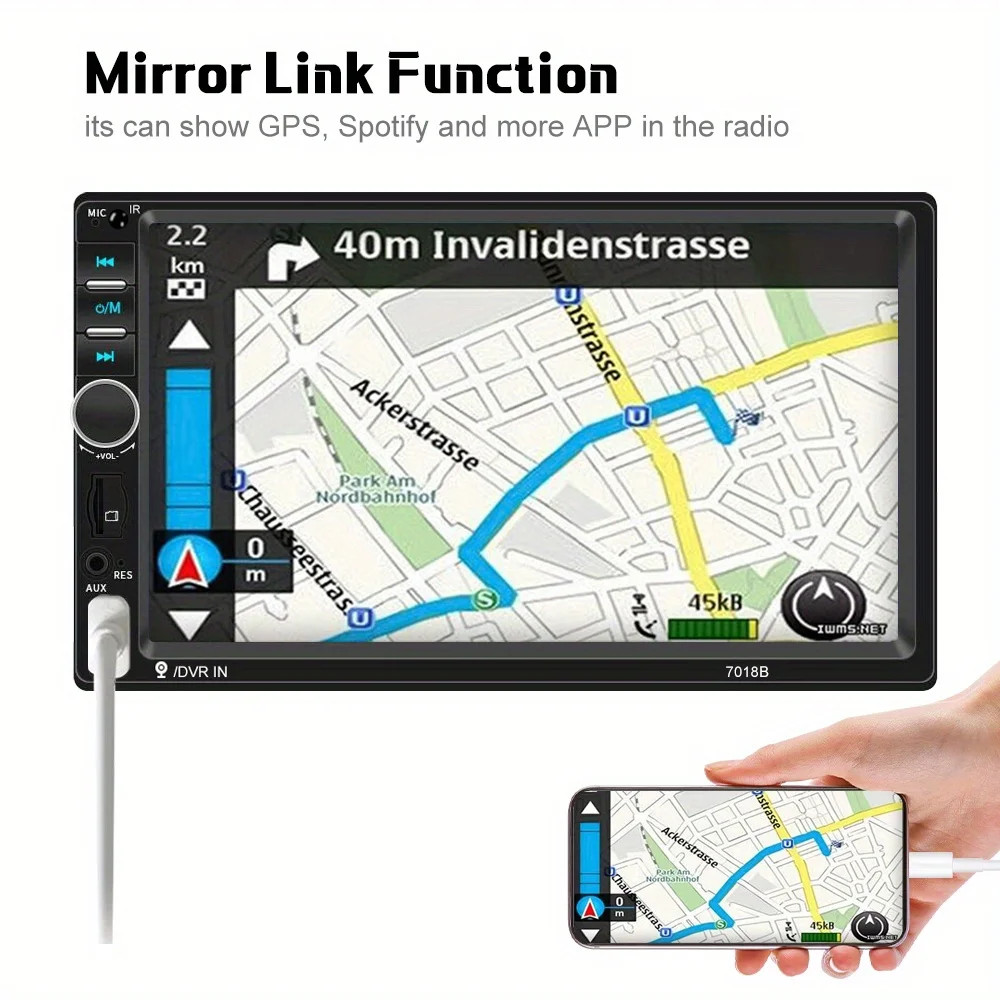 Car Stereo 2 Din Radio 7″ MP5 Player HD Support USB SD FM Aux Mirror Link Camera