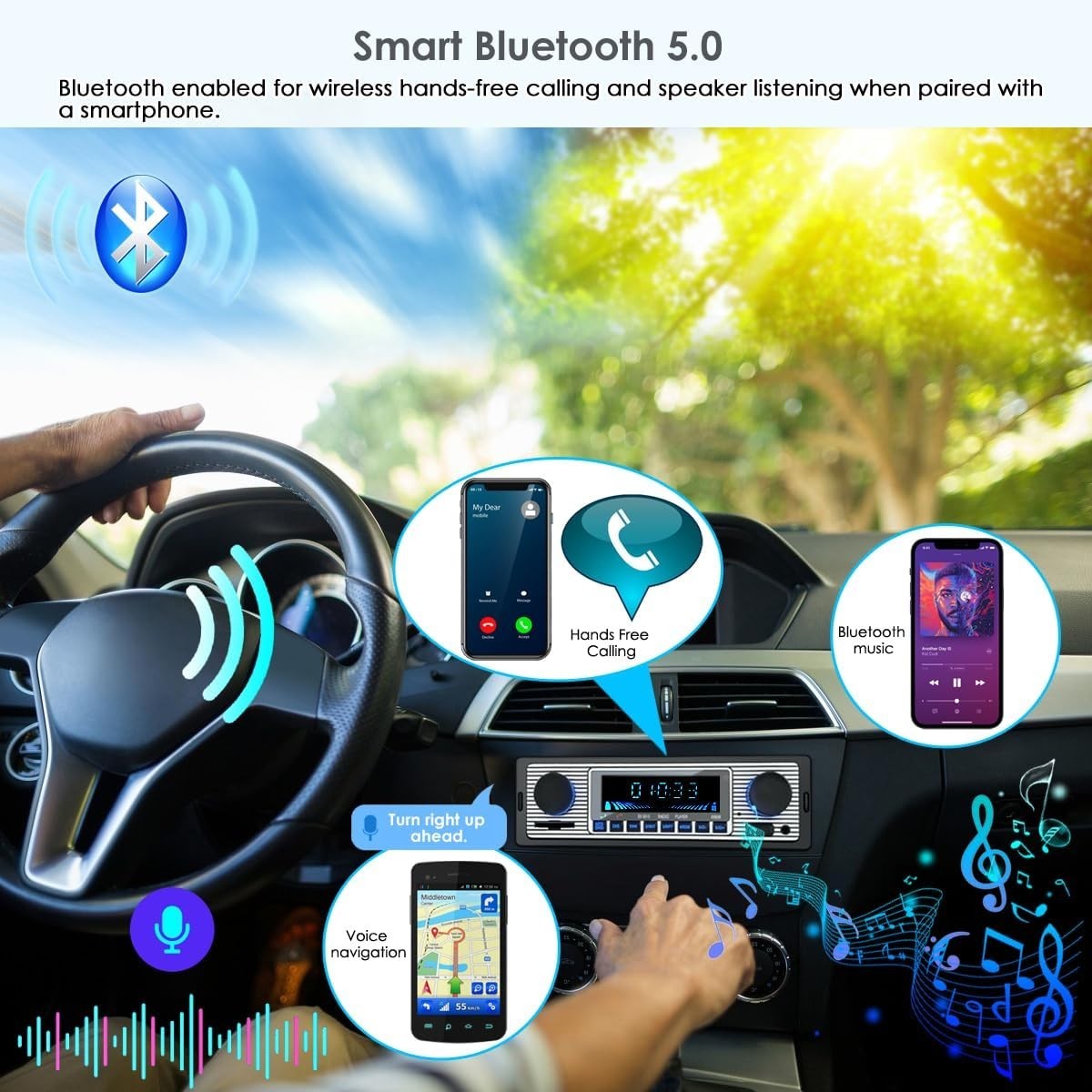 Single din Car Stereo with Bluetooth/car Radio Bluetooth for car Hands Free C…