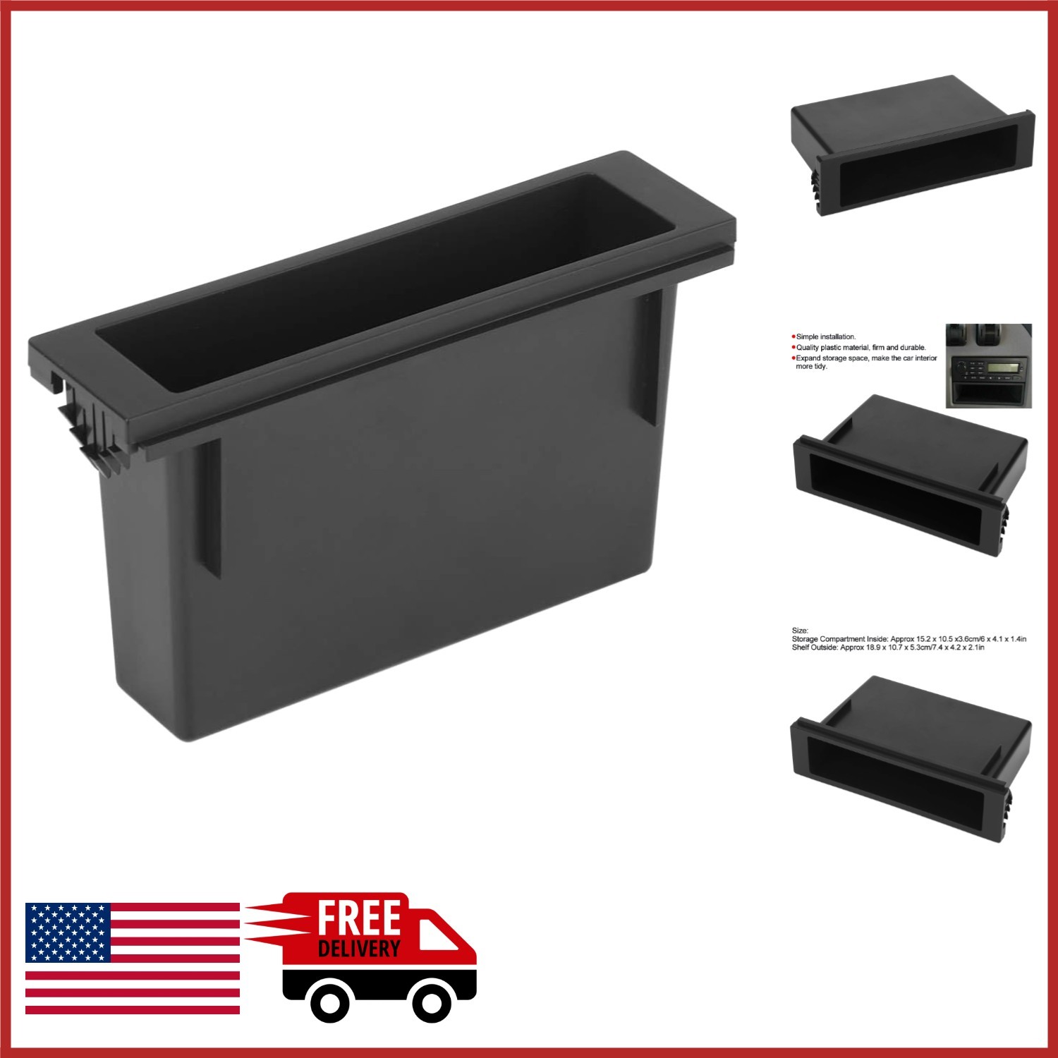 Single DIN Pocket Organizer for Car Stereo Radio Installation Kit Black