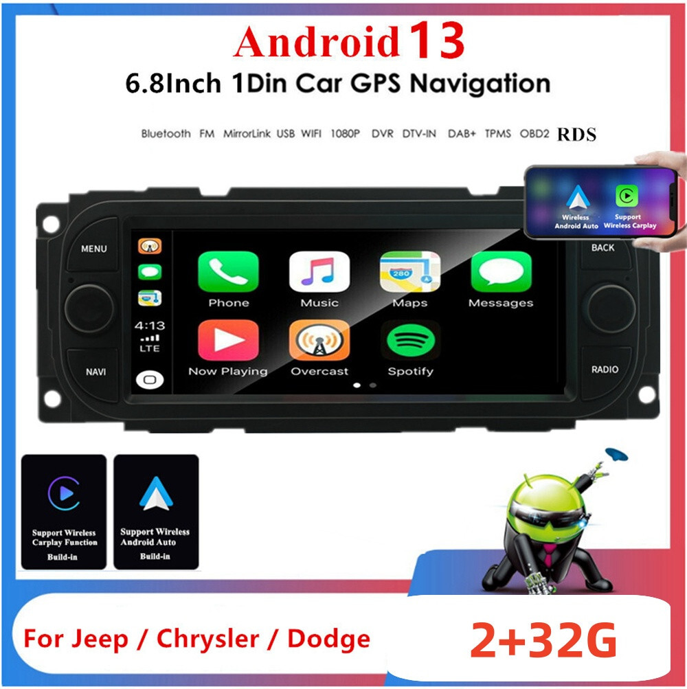 1 Din Car Stereo Radio BT Head Unit W/Cam Fit For Dodge Caravan/Dakota 2001-2004