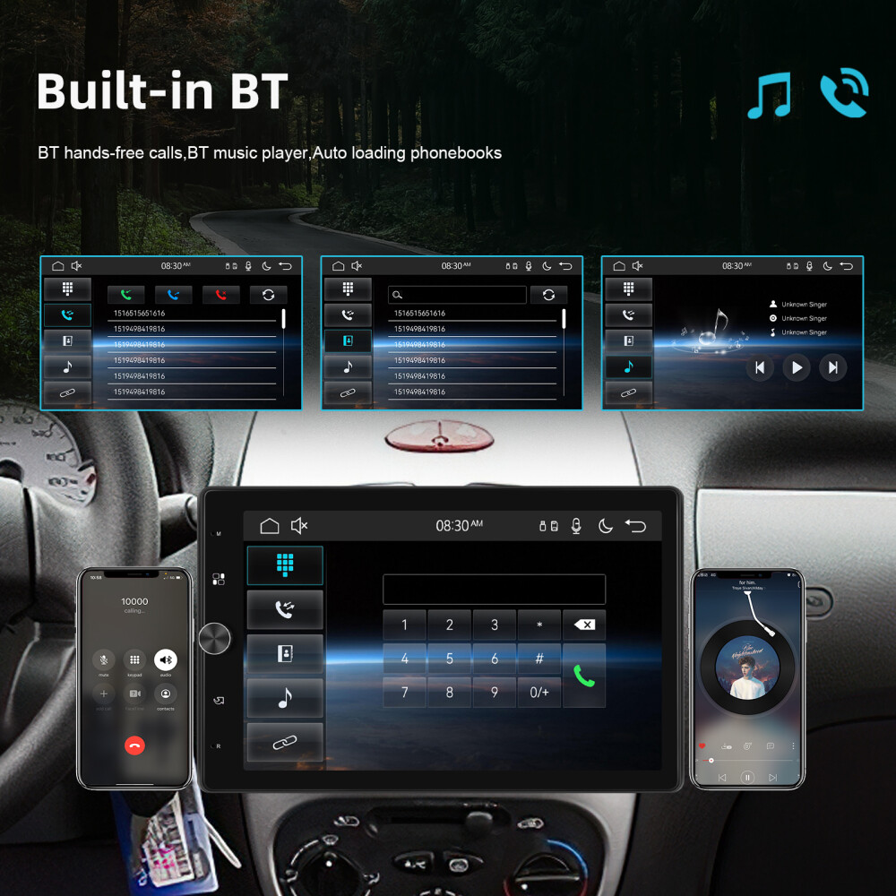 1DIN Rotatable Car Radio Stereo Touch Screen Wireless Apple CarPlay Android Auto