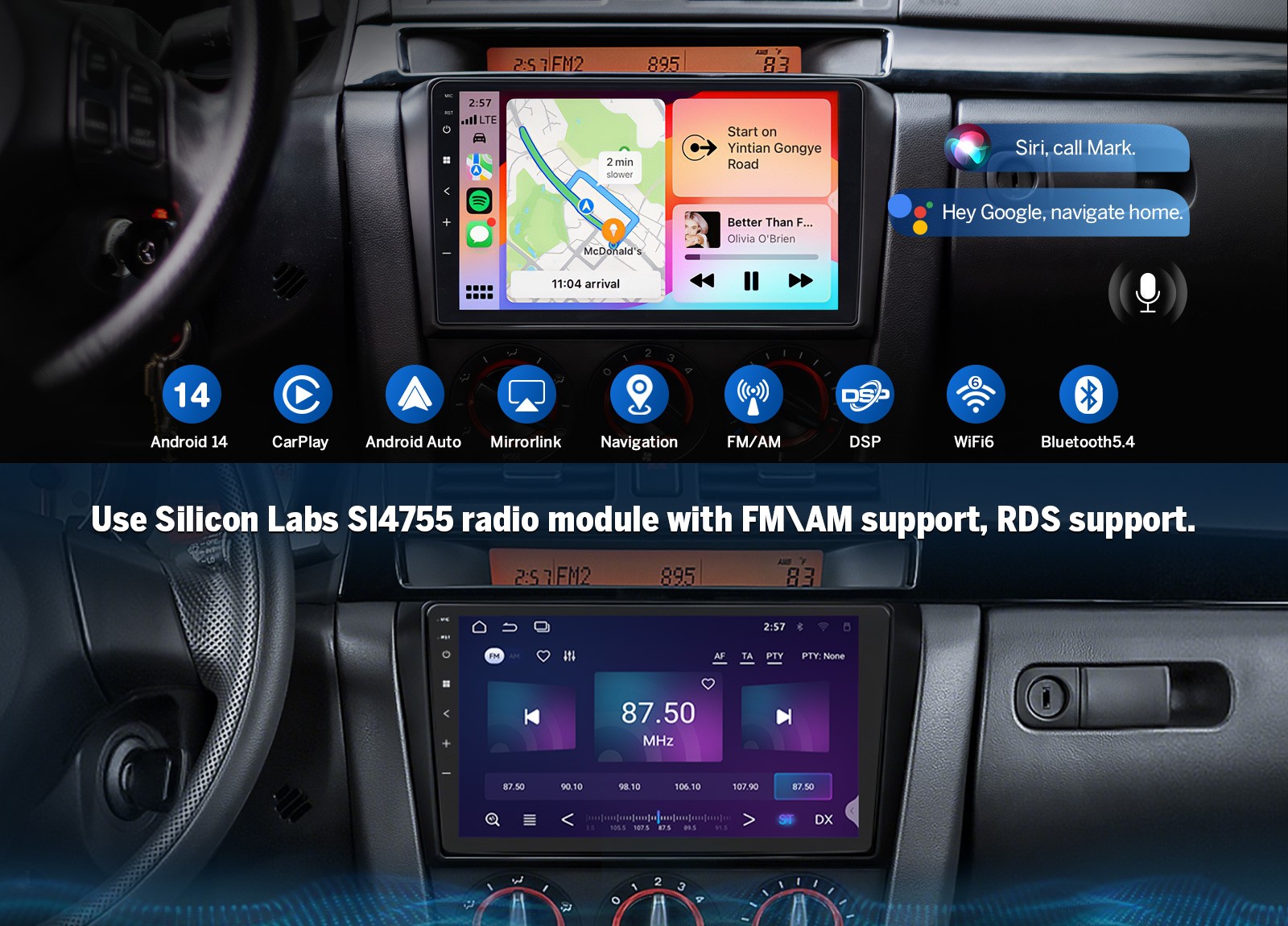 9″ IPS Android 14 4+64 for Mazda 3 2004-2009 Car Stereo CarPlay FM AM Radio DSP