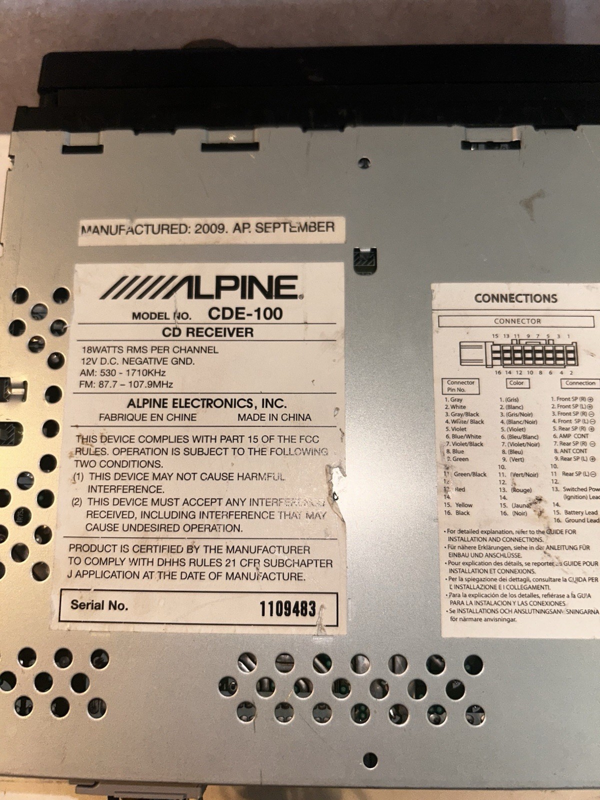 ALPINE CDE-100